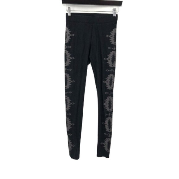 VICTORIA'S SECRET PINK Leggings Side Print Aztec Black Stretch Pant XS Legging - Picture 1 of 7